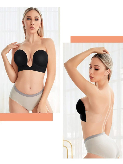 Plunge Strapless Invisible Sticky Push Up Bra